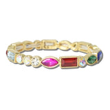 CB2392DMLT_MUS 41 · Mixed Cut Rhinestone Stretch Bangle – Gold/Multi