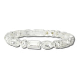 CB2392SCRY_MUS 42 · Mixed Cut Rhinestone Stretch Bangle – Silver/Clear