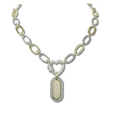 2132_MX 42 · 14K Gold Plated Two Tone Pave CZ Tag Necklace – Two Tone/Clear
