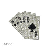 114698, RHINESTONE PLAYING CARD FAN BROOCH