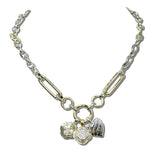 2127_MX 43 · 14K Gold Plated Two Tone Clover Heart Charm Necklace – Two Tone