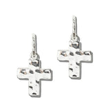 CE3231SIL 46 · Hammered Cross Charm Hoop Earrings – Silver