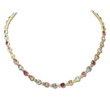 CN4422PMLT_MUS 49 · Iridescent Rhinestone Round Link Necklace – Gold/Pink Multi