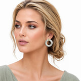 114276, HAMMERED RHINESTONE BAR DOORKNOCKER EARRINGS