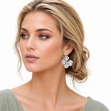 114305, TEXTURED FOUR LEAF CLOVER DANGLE EARRINGS