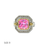 14K Gold Plated Two Tone Pink Square CZ Statement Ring – 9 · K2360RO-9 4