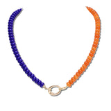 SN1240CBLUOR 4 · Gameday Carabiner Clip Rondelle Bead Necklace – Blue/Orange