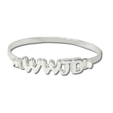 CB2420SIL_MUS 4 · WWJD Bubble Letter Open Bangle – Silver