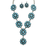 Western Floral Cluster Drop Necklace – Silver Burnished/Turquoise · AS7852-SBTQ_MO 4