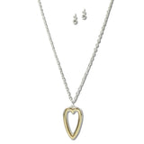 NE8657S_JM 4 · Two Tone Open Heart Necklace Set – Silver/Gold