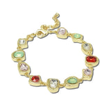 BW40514MU_WT 4 · Mixed Cut Rhinestone Link Bracelet – Gold/Multi