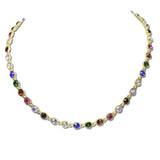 CN4422DMLT_MUS 50 · Iridescent Rhinestone Round Link Necklace – Gold/Multi