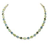 CN4422BMLT_MUS 51 · Iridescent Rhinestone Round Link Necklace – Gold/Blue Multi
