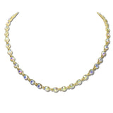 CN4422GAB 52 · Iridescent Rhinestone Round Link Necklace – Gold/AB