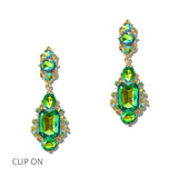 114683, ORNATE RHINESTONE STATEMENT DROP CLIP ON EARRINGS