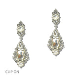 114683, ORNATE RHINESTONE STATEMENT DROP CLIP ON EARRINGS