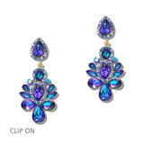 114684, RHINESTONE CHANDELIER CLUSTER CLIP ON EARRINGS