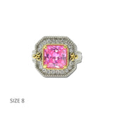 14K Gold Plated Two Tone Pink Square CZ Statement Ring – 8 · K2360RO-8 5