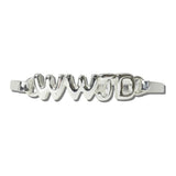 CB2420SIL_MUS 5 · WWJD Bubble Letter Open Bangle – Silver