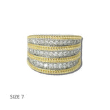 K2332-7 5 · 14K Gold Plated Multi Row CZ Pave Ring – 7
