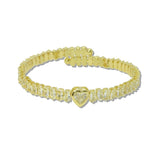 Heart And Baguette Stone Open Stretch Cuff Bracelet – Gold/Clear · B8753GD_JM 5