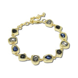 BW40514JET_WT 5 · Mixed Cut Rhinestone Link Bracelet – Gold/Black