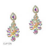 114684, RHINESTONE CHANDELIER CLUSTER CLIP ON EARRINGS