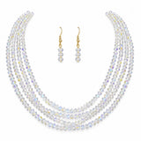 Iridescent Multi Strand Glass Bead Necklace Set – Gold/Clear AB · YNE5421CLAB_AJ 6