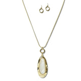 NE8175GD_JM 6 · Oval Stone Pendant Necklace Set – Gold/White