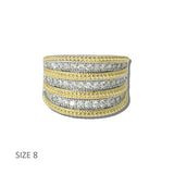 K2332-8 6 · 14K Gold Plated Multi Row CZ Pave Ring – 8
