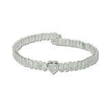 Heart And Baguette Stone Open Stretch Cuff Bracelet – Silver/Clear · B8753S_JM 6
