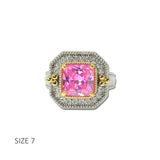 14K Gold Plated Two Tone Pink Square CZ Statement Ring – 7 · K2360RO-7 6