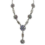 Western Floral Rosette Stamped Y-Drop Necklace – Silver Burnished/AB · AN5573-SBAB_MO 6