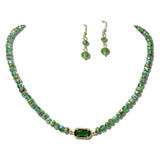 NE8807GN_JM 6 · Beaded Stone Pendant Necklace Set – Gold/Green