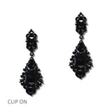 114683, ORNATE RHINESTONE STATEMENT DROP CLIP ON EARRINGS