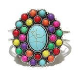 77612, WESTERN SQUASH BLOSSOM SEMI PRECIOUS STONE BRACELET