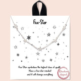 Five Star Staion Necklace/rhodium Dipped