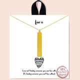 &quotlove Is" Heart Shape Engraved BAR Necklace/rhodium Dipped - view 2