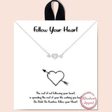 "follow Your Heart" Arrow Pierced Heart Necklace