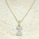 79791, INITIAL PAVE BRASS CHAIN NECKLACE