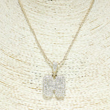 79791, INITIAL PAVE BRASS CHAIN NECKLACE