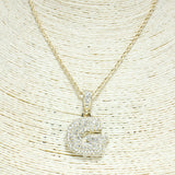 79791, INITIAL PAVE BRASS CHAIN NECKLACE