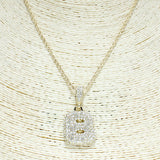 79791, INITIAL PAVE BRASS CHAIN NECKLACE