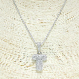 79791, INITIAL PAVE BRASS CHAIN NECKLACE