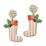 Water Resistant Pearl Cluster Christmas Stocking Earrings – Gold/Multi · ER10416MLT_TP 7