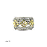 14K Gold Plated Clover CZ Two Tone Wide Band Ring – 7 · K2349-7_MX 7