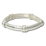 Hammered Metal Stretch Bangle Bracelet – Worn Silver  — · EWB1018WS_NM 7