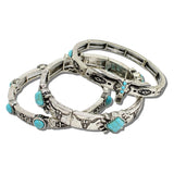 Western Steer Skull And Turquoise 3 Piece Stretch Bracelet Set – Silver Burnished/Turquoise · BB04415-SBTQ_MO 7