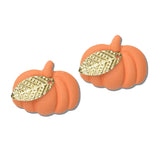GSE5153-ORG_CRT 7 · Resin Pumpkin Leaf Stud Earrings – Gold/Orange
