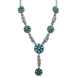 Western Floral Rosette Stamped Y-Drop Necklace – Silver Burnished/Turquoise · AN5573-SBTQ_MO 7